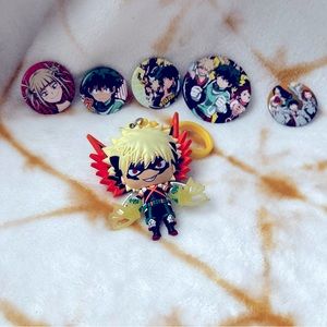 My hero academia pins, and key chain bakugou